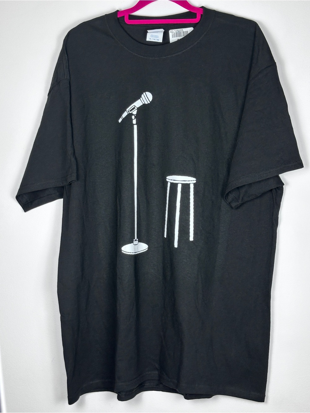Stand Up Comedy Microphone Stool Graphic T-Shirt XL Black Port & Company